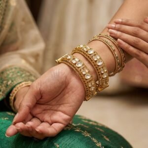 Gold-Plated Polki Stone Bangles