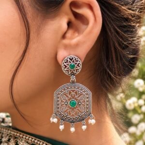 Oxidized Silver Dangler Statement Earrings