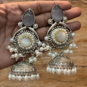 Oxidized Silver Jhumka Earrings – Traditional Ethnic Design