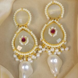 Pearl and Beaded Statement Earrings – Traditional Ethnic Design