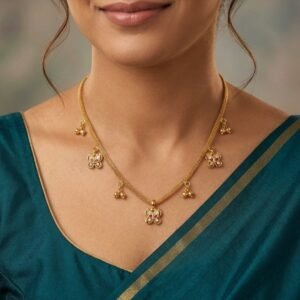 Golden Ghungroo Charm Chain Necklace – Traditional Ethnic Jewellery